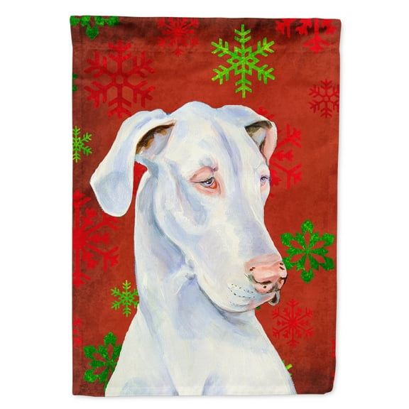Carolines Treasures LH9311-FLAG-PARENT Great Dane Red and Green Snowflakes Holiday Christmas Flag  multicolor