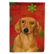Carolines Treasures LH9312-FLAG-PARENT Dachshund Red and Green Snowflakes Holiday Christmas Flag  multicolor