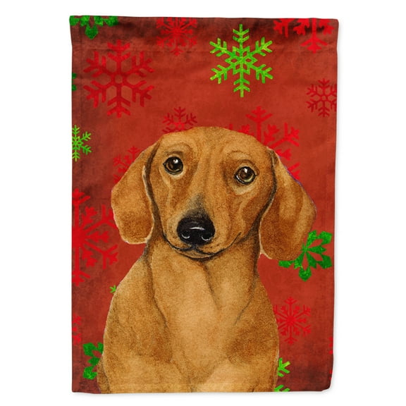 Carolines Treasures LH9312-FLAG-PARENT Dachshund Red and Green Snowflakes Holiday Christmas Flag  multicolor