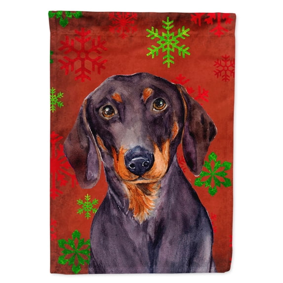 Carolines Treasures LH9313-FLAG-PARENT Dachshund Red and Green Snowflakes Holiday Christmas Flag multicolor