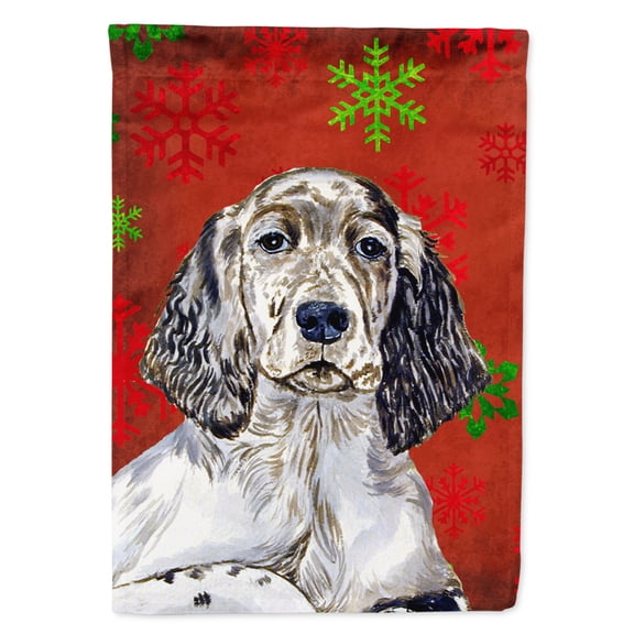 Carolines Treasures LH9322-FLAG-PARENT English Setter Red and Green Snowflakes Holiday Christmas Flag multicolor