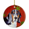 thumbnail image 1 of Carolines Treasures LH9327-CO1 Basset Hound Red and Green Snowflakes Holiday Christmas Ceramic Ornament 3 in multicolor, 1 of 3