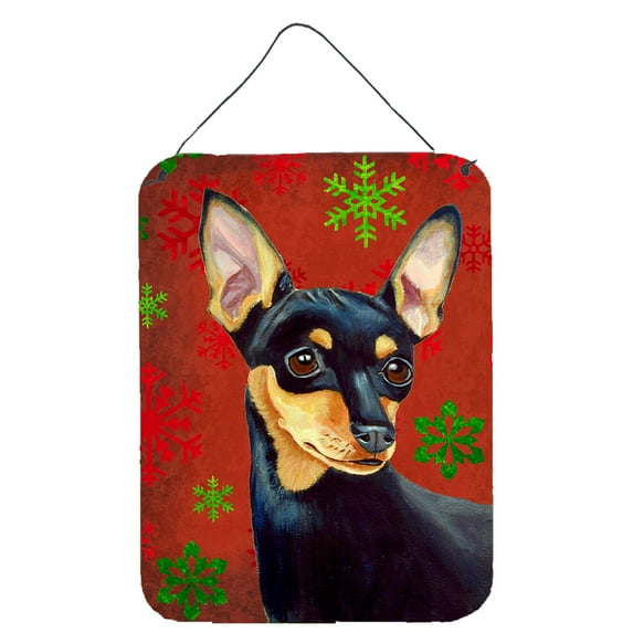 Min Pin Red and Green Snowflakes Holiday Christmas Wall or Door Hanging Prints