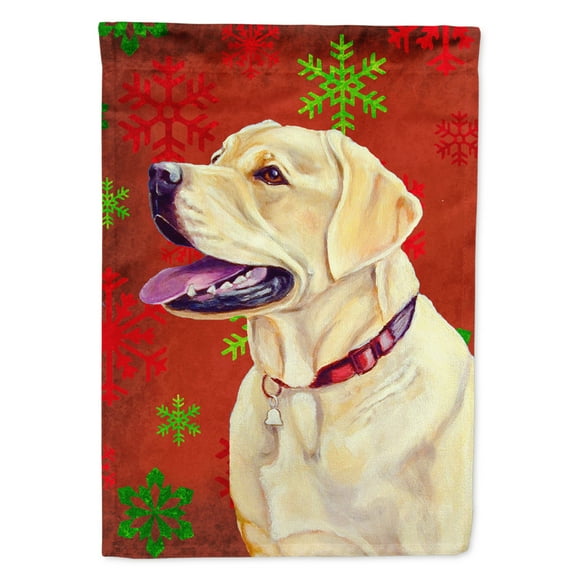 Carolines Treasures LH9338-FLAG-PARENT Labrador Red and Green Snowflakes Holiday Christmas Flag multicolor