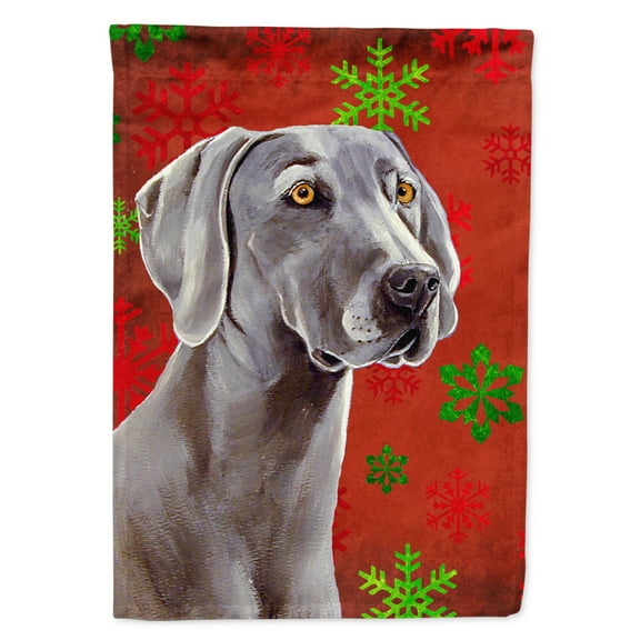 Carolines Treasures LH9341-FLAG-PARENT Weimaraner Red and Green Snowflakes Holiday Christmas Flag  multicolor