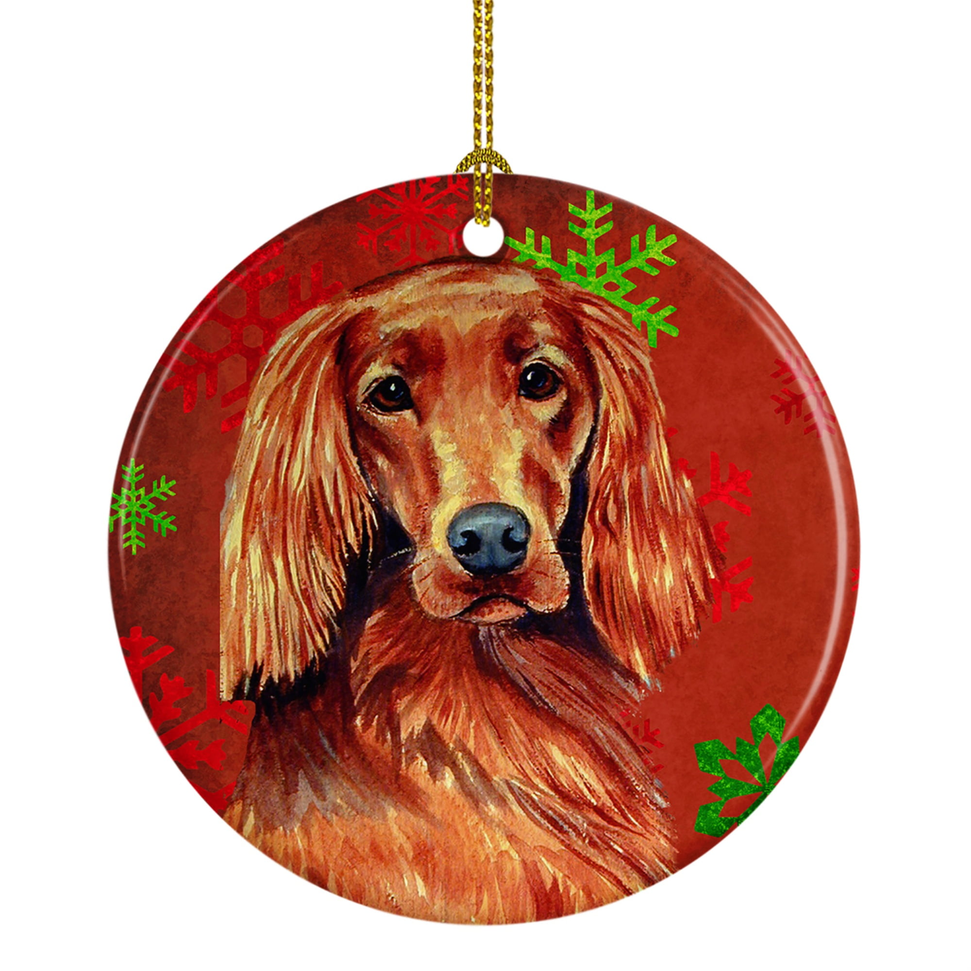 Carolines Treasures LH9344-CO1 Irish Setter Red Snowflake Holiday Christmas Ceramic Ornament, Multicolor