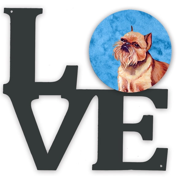 Carolines Treasures LH9359BUWALV Blue Brussels Griffon Metal Wall Artwork LOVE 12X12 multicolor