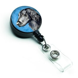 Checkerboard Blue Alaskan Malamute Retractable Badge Reel