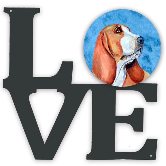 Carolines Treasures LH9377BUWALV Blue Basset Hound Metal Wall Artwork LOVE 12X12 multicolor