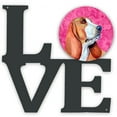 thumbnail image 1 of Carolines Treasures LH9377PKWALV Pink Basset Hound Metal Wall Artwork LOVE 12X12 multicolor, 1 of 2