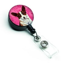 Carolines Treasures LH9378PKBR Pink Corgi Retractable Badge Reel