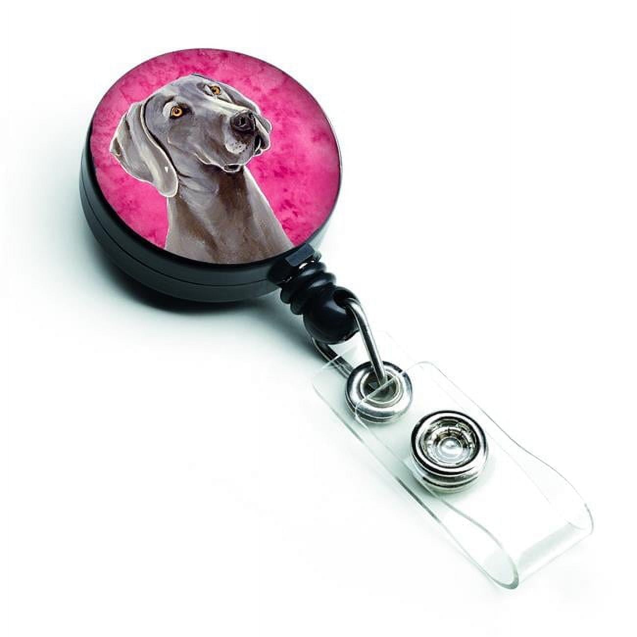 Carolines Treasures LH9386PKBR Pink Weimaraner Retractable Badge Reel