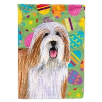 Carolines Treasures LH9420-FLAG-PARENT Bearded Collie Easter Eggtravaganza Flag  multicolor
