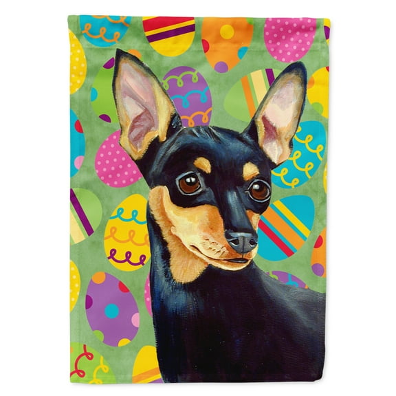 Carolines Treasures LH9425-FLAG-PARENT Min Pin Easter Eggtravaganza Flag  multicolor