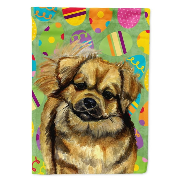 Carolines Treasures LH9439-FLAG-PARENT Tibetan Spaniel Easter Eggtravaganza Flag  multicolor