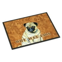 Carolines Treasures LH9456JMAT Fawn Pug Wipe your Paws Doormat 24x36 36"L x 24"W multicolor