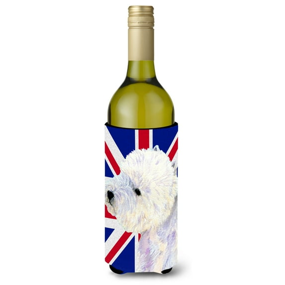 Carolines Treasures LH9467LITERK Westie with English Union Jack British Flag Wine Bottle Hugger Wine Bottle multicolor