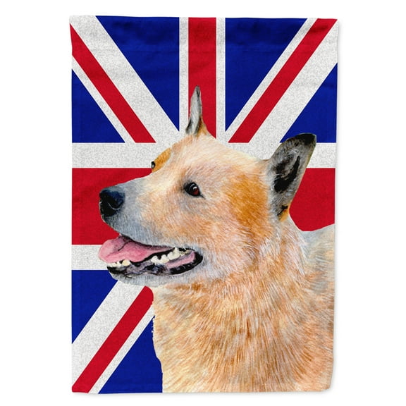 Carolines Treasures LH9469CHF Australian Cattle Dog with English Union Jack British Flag House Flag House Size