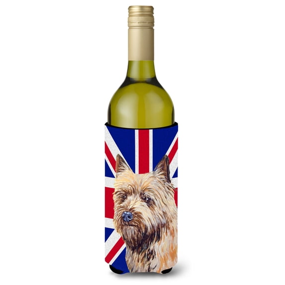 Carolines Treasures LH9472LITERK Cairn Terrier with English Union Jack British Flag Wine Bottle Hugger Wine Bottle