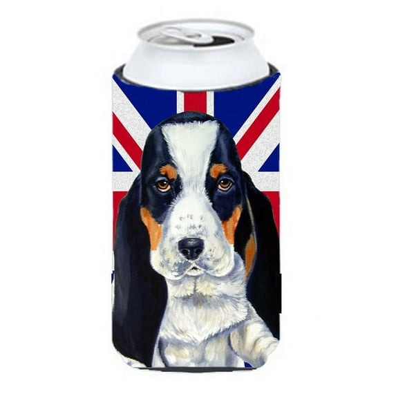 Carolines Treasures LH9481TBC Basset Hound with English Union Jack British Flag Tall Boy Hugger Tall Boy multicolor