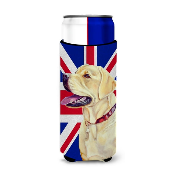 Carolines Treasures LH9490MUK Labrador with English Union Jack British Flag Ultra Hugger for slim cans Slim Can