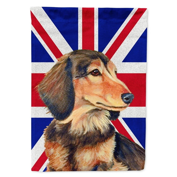 Carolines Treasures LH9502GF Dachshund with English Union Jack British Flag Garden Flag Garden Size multicolor