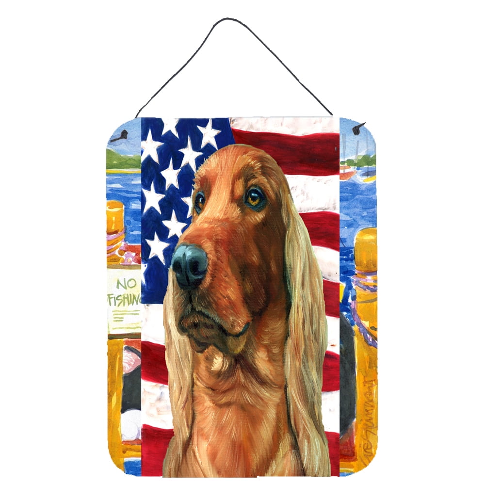 Carolines Treasures LH9541DS1216 Irish Setter USA Patriotic American Flag Wall or Door Hanging Prints 12x16 multicolor