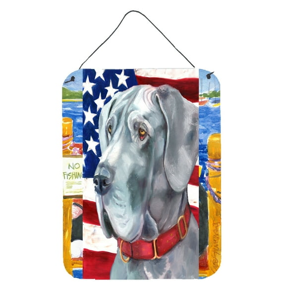 Carolines Treasures LH9542DS1216 Great Dane USA Patriotic American Flag Wall or Door Hanging Prints 12x16 multicolor
