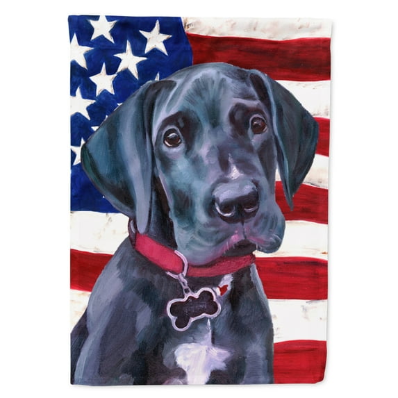 Carolines Treasures LH9544GF Black Great Dane PuppyPatriotic Flag Garden Flag Garden Size multicolor