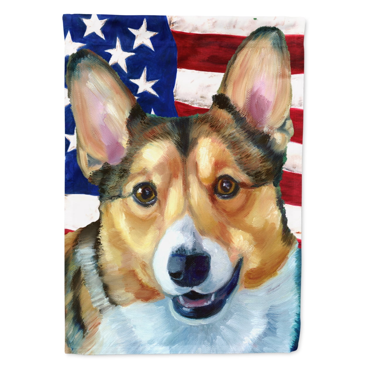 Corgi USA Patriotic American Flag Flag Canvas House Size