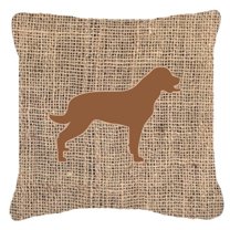 Carolines Treasures BB1111-BL-BN-PW1818 Labrador Burlap and Brown Indoor & Outdoor Decorative Fabric Pillow - 18 x 18 in.