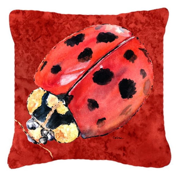 Carolines Treasures Lady Bug On Deep Red Indoor & Outdoor Fabric Decorative Pillow
