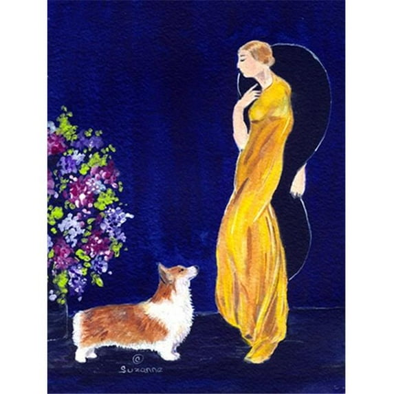 Carolines Treasures Lady with her Corgi Garden Size Flag