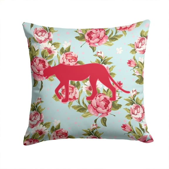 Carolines Treasures Leopard Shabby Chic Blue Roses Canvas Fabric Decorative Pillow BB1004 14Hx14W multicolor