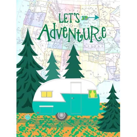 Carolines Treasures Lets Adventure Glamping Trailer Flag Garden Size