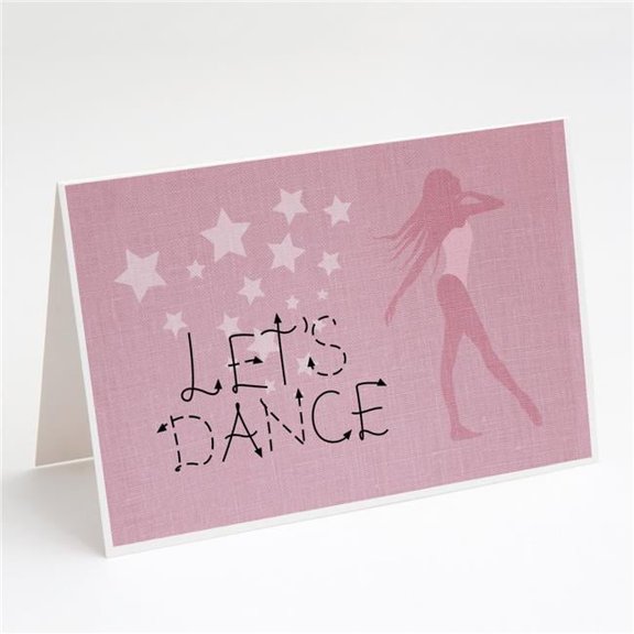 Carolines Treasures Lets Dance Linen Pink Greeting Cards & Envelopes - Pack of 8