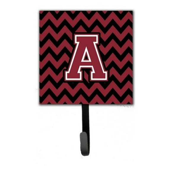 Carolines Treasures Letter A Chevron Garnet & Black Leash or Key Holder - Garnet & Black - 6in. H x 1.25in. W x 4.25in. L