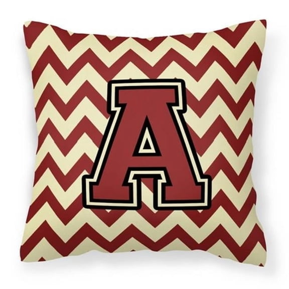 Carolines Treasures Letter A Chevron Maroon & Gold Fabric Decorative Pillow - Maroon & Gold - 14in. H x 3in. W x 14in. L