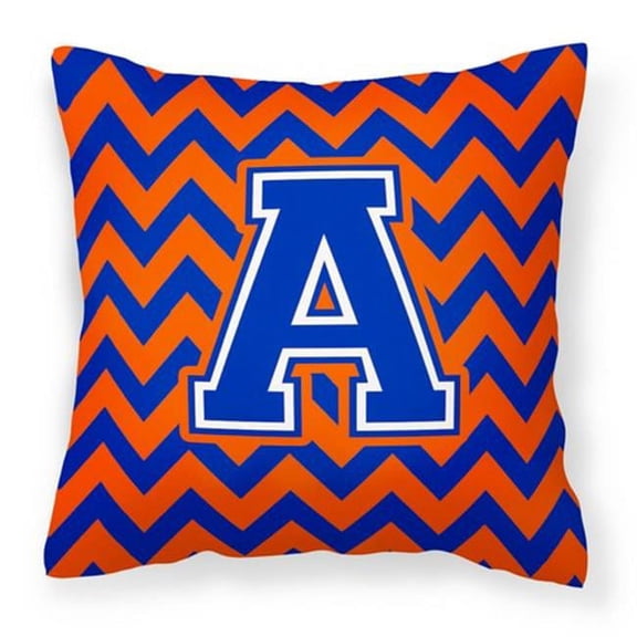 Carolines Treasures Letter A Chevron Orange & Blue Fabric Decorative Pillow - Orange & Blue - 14in. H x 3in. W x 14in. L