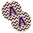 thumbnail image 1 of Carolines Treasures  Letter A Chevron Purple & Gold Set of 2 Cup Holder Car Coaster - Purple & Gold - 2.5in. H x 0.25in. W x 2.5in. L, 1 of 1