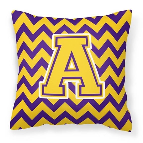 Carolines Treasures Letter A Chevron Purple and Gold Fabric Decorative Pillow 14Hx14W multicolor