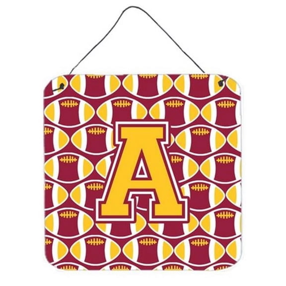 Carolines Treasures Letter A Football Maroon & Gold Wall or Door Hanging Prints - Maroon & Gold - 6in. H x 0.02in. W x 6in. L