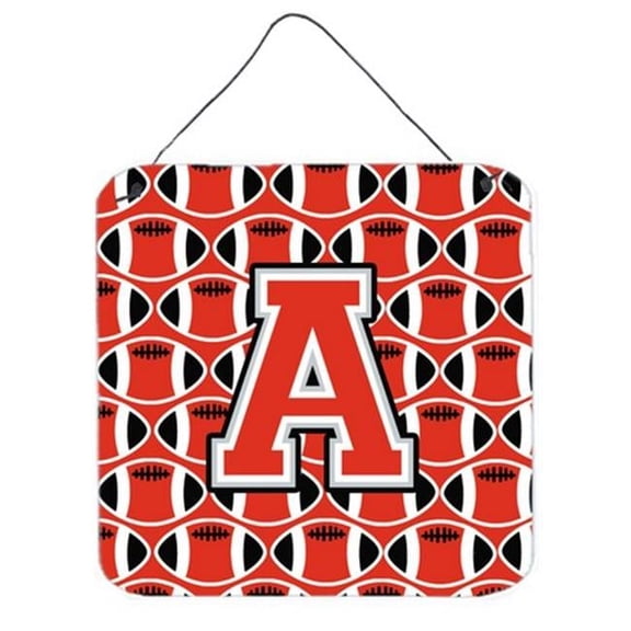 Carolines Treasures Letter A Football Scarlet & Grey Wall or Door Hanging Prints - Scarlet & Grey - 6in. H x 0.02in. W x 6in. L