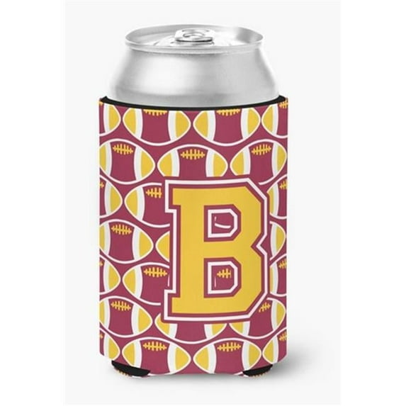 Carolines Treasures Letter B Football Maroon & Gold Can or Bottle Hugger - Maroon & Gold
