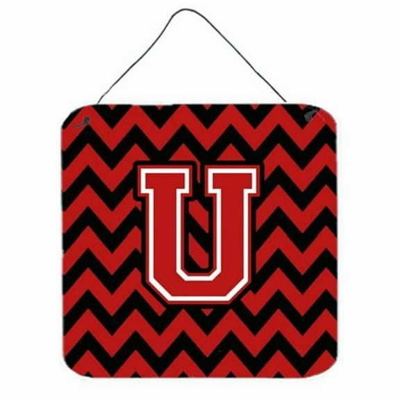 Carolines Treasures Letter U Chevron Black & Red Wall or Door Hanging Prints - Black & Red - 6in. H x 0.02in. W x 6in. L