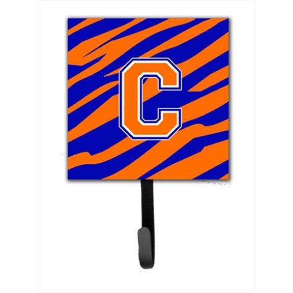 Carolines Treasures Letter C Initial Monogram - Tiger Stripe - Blue Orange Leash Holder Or Key Hook