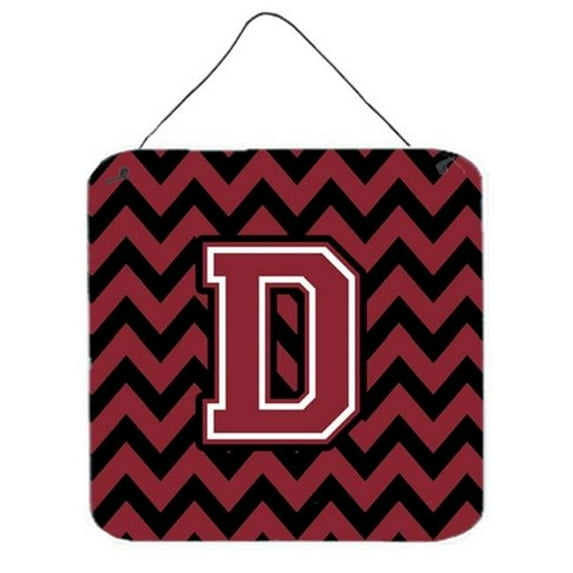 Carolines Treasures Letter D Chevron Garnet & Black Wall or Door Hanging Prints - Garnet & Black - 6in. H x 0.02in. W x 6in. L