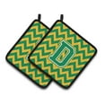 thumbnail image 1 of Carolines Treasures  Letter D Chevron Green & Gold Pair of Pot Holders - 7.5 x 3 x 7.5 in., 1 of 1