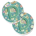 thumbnail image 1 of Carolines Treasures  Letter D Circle Circle Teal Initial Alphabet Set of 2 Cup Holder Car Coaster - Teal - 2.5in. H x 0.25in. W x 2.5in. L, 1 of 1