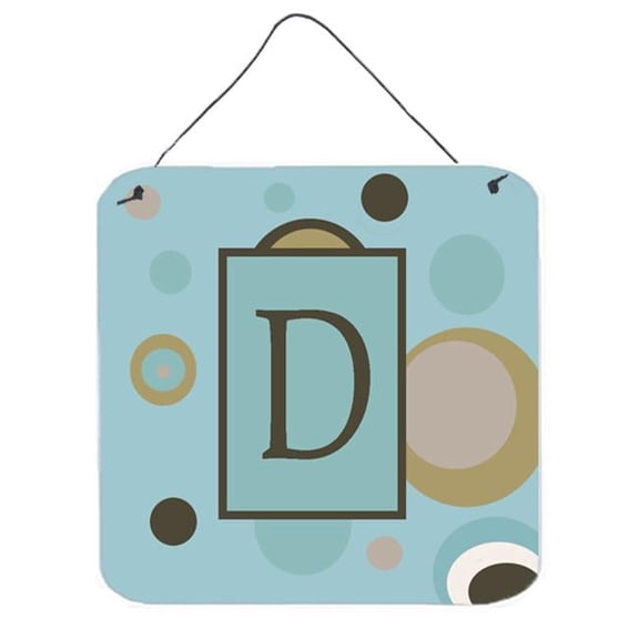 Carolines Treasures Letter D Initial Monogram - Blue Dots Aluminium Metal Wall Or Door Hanging Prints